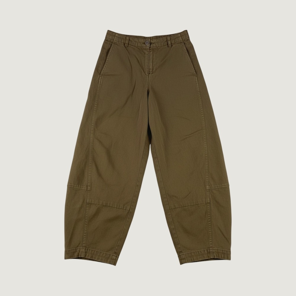 Oska Barrel Leg Pants Women 1 6/8 Brown Lagenlook Lyocell Stretch Trousers